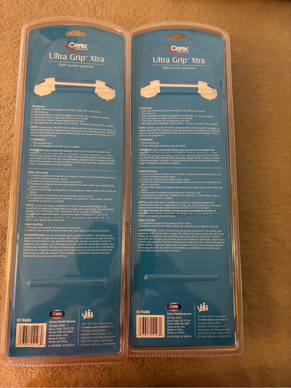 Carex Ultra Grip Xtra Suction Bath Grab Bar - Blue